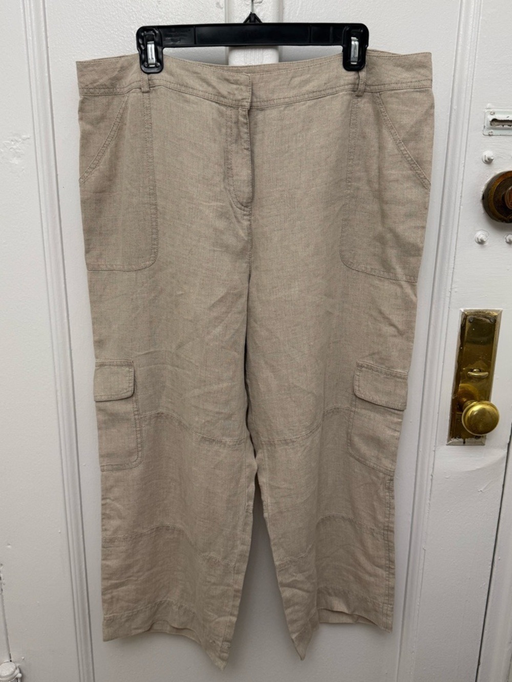 Style & Co Cropped Wide Leg Linen Cargo Pants Size 16W